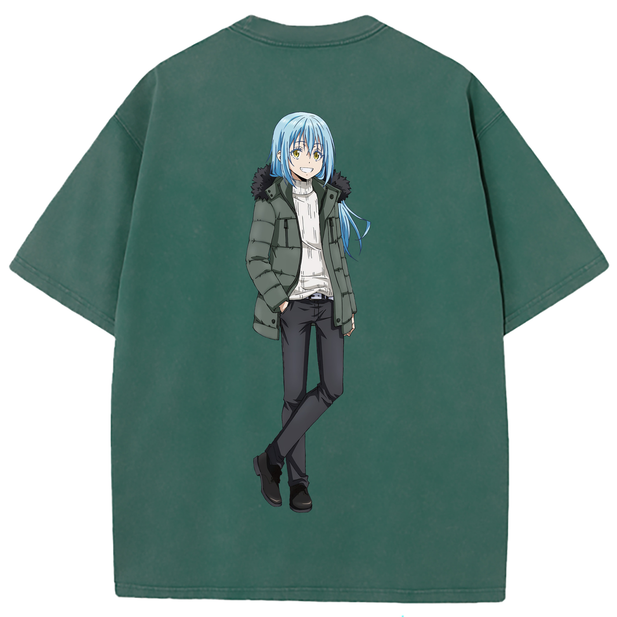 （画像用） 転スラ Regarding Reincarnated to Slime 綿100% ヴィンテージ風 半袖Tシャツ（背面プリント）